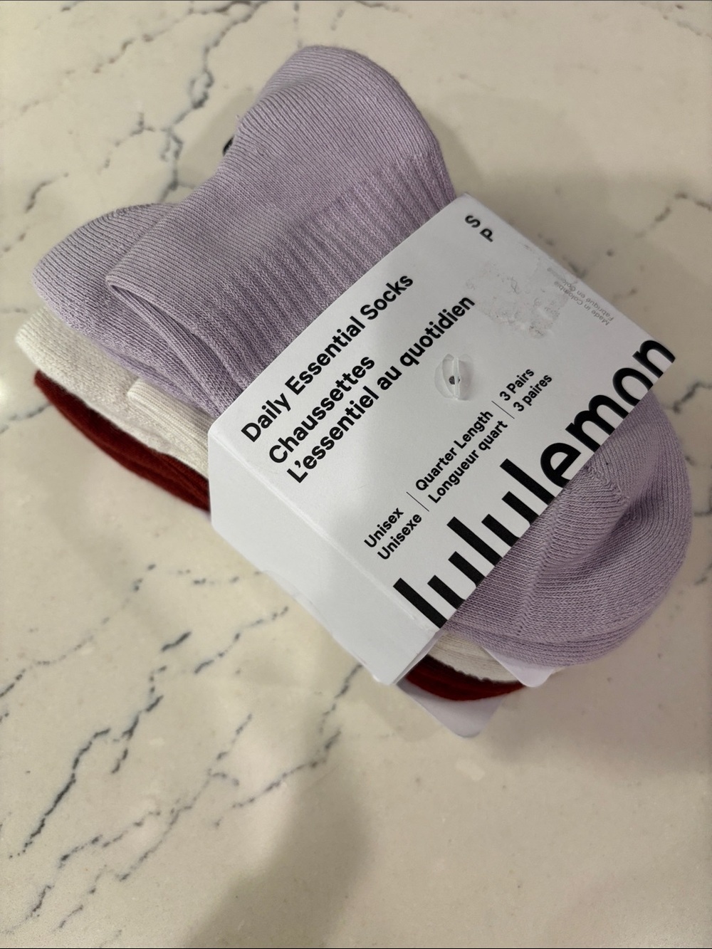 lululemon Daily Essential Quarter Socks - 3-Pack Small NWT